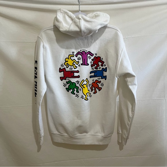 KEITH HARING Unity Circle 2 Graphic Hoodie Sweatshirt White Size Small - Picture 2 of 9